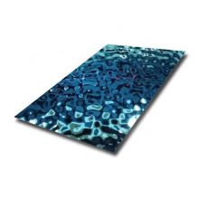 201 304 316 Mirror Stamped Finished Water Ripple Effect Stainless Steel Decoative Sheet In PVD Blue Color Coated
