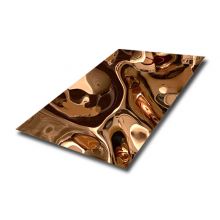 ASTM 304 Mirror Copper Color Water Ripple Effect Stainless Steel Stamped Sheet Price In China